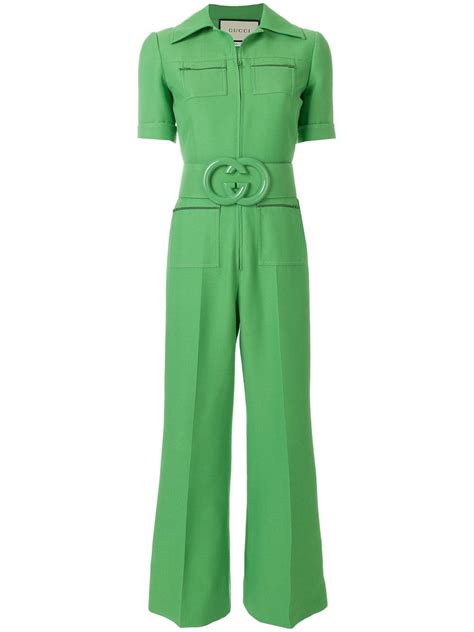 gucci green belted jumpsuit|Gucci lace jumpsuit.